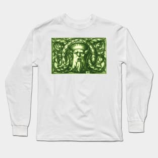 Green Man or Wild Man Renaissance Engraving Green Long Sleeve T-Shirt